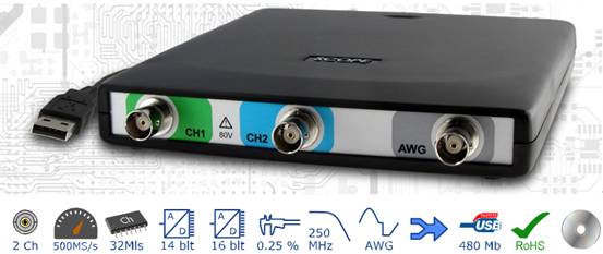 HS5系列USB總線虛擬示波器,是北京迪陽公司最新力做,有高達(dá)500MHz的采樣,12~16位柔性分辯率,多功能組合,產(chǎn)品細(xì)節(jié)做到極致,一機(jī)在手，幾呼能解決所有測(cè)量問題。


